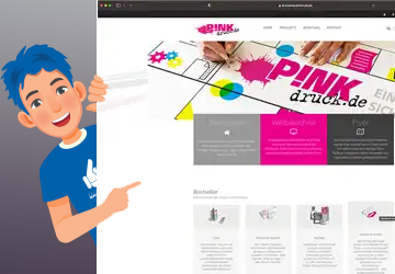 Ansicht Startseite unseres Kunden pinkdruck.de